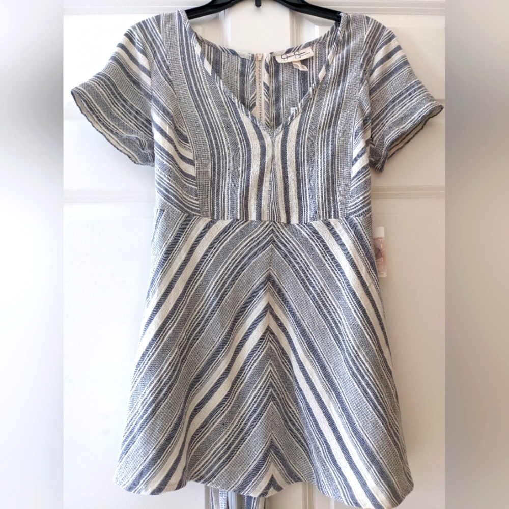 Jessica Simpson maternity top Babydoll small cotton gray ivory NWT tie back …